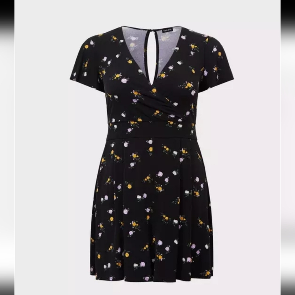 TORRID Black Floral Studio Knit Romper 2XL - Picture 4 of 11